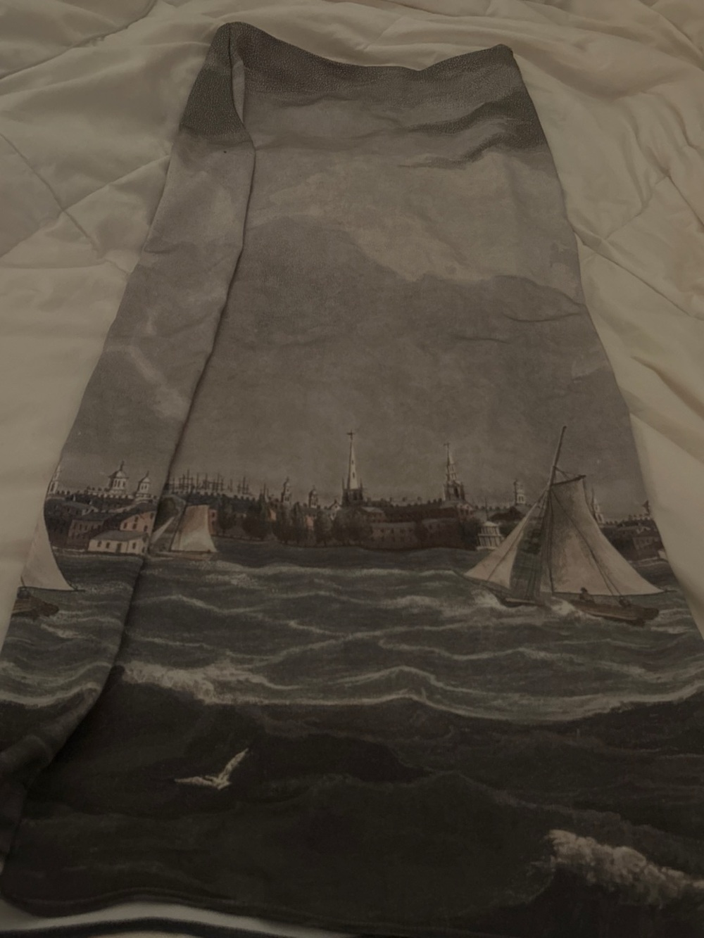 pacsun x the met satin maxi skirt with painting graphic